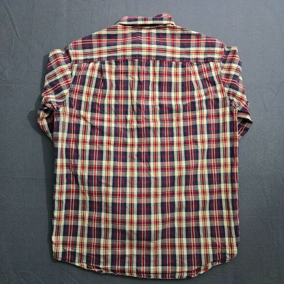 L.L. Bean Men S Reg Red Blue Plaid Button Up Denim Long Sleeve Shirt - Picture 2 of 11